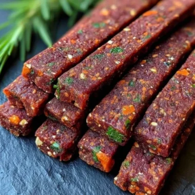 Beef and vegetable chew sticks for dogs, providing a delicious and healthy treat.