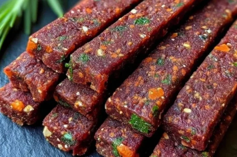 Beef and vegetable chew sticks for dogs, providing a delicious and healthy treat.