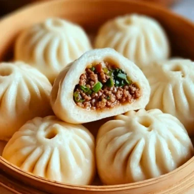Delicious beef bao buns filled with tender beef and served on a plate.