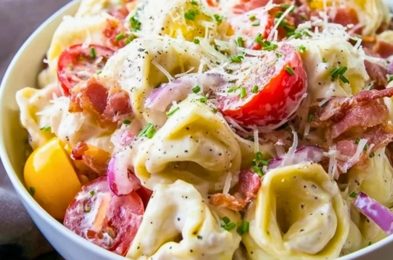 Colorful and delicious Best Grinder Tortellini Salad served in a bowl