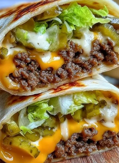 Big Mac Wraps served on a plate with fresh ingredients.