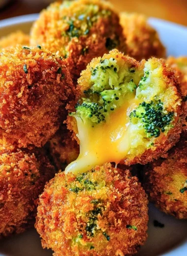 Crispy broccoli cheese balls ready to enjoy as a tasty snack or appetizer.
