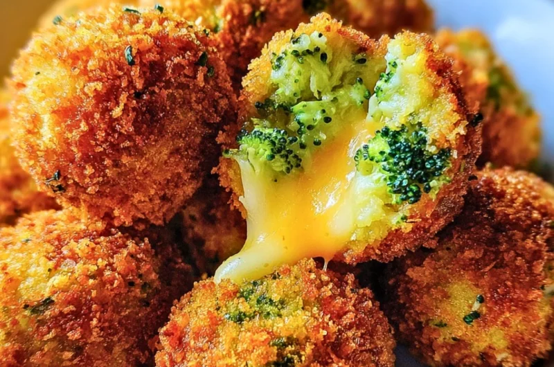 Crispy broccoli cheese balls ready to enjoy as a tasty snack or appetizer.
