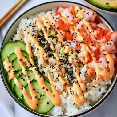 California Roll Sushi Bowl with fresh ingredients and tasty toppings