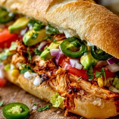 Delicious Chicken Torta sandwich with fresh ingredients and toppings