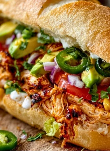 Delicious Chicken Torta sandwich with fresh ingredients and toppings