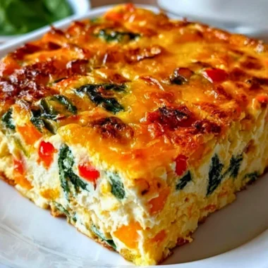 Delicious cottage cheese and veggie bake in a casserole dish