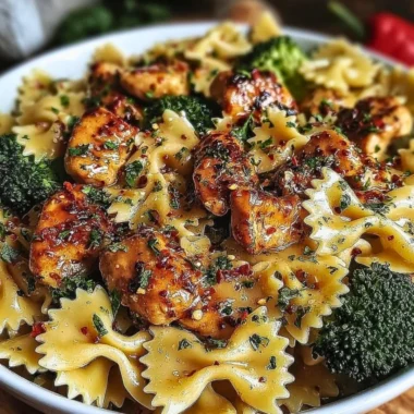 Cowboy Butter Lemon Bowtie Chicken with Broccoli featuring butter chicken flavors