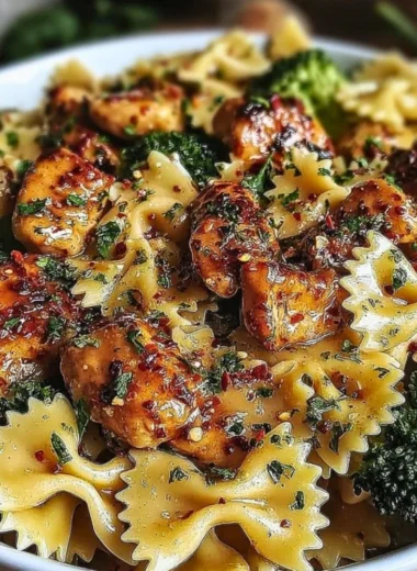 Cowboy Butter Lemon Bowtie Chicken with Broccoli featuring butter chicken flavors