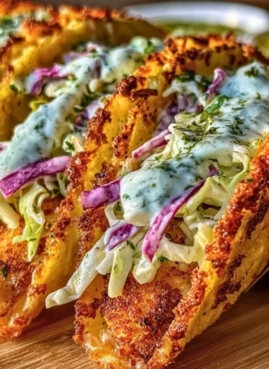 Dill Pickle Ranch Smash Chicken Tacos with Crispy Cheese Delight