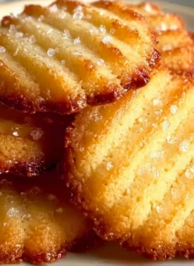 Delicious French salted butter cookies on a wooden table