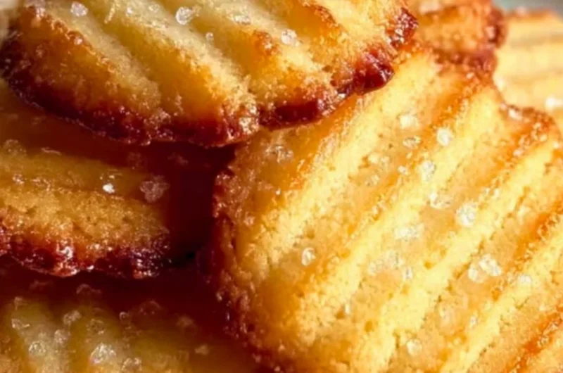 Delicious French salted butter cookies on a wooden table
