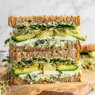 Green Goddess Sandwich with fresh vegetables and herbed dressing