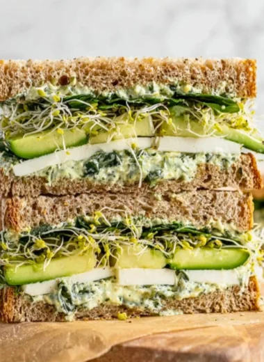 Green Goddess Sandwich with fresh vegetables and herbed dressing