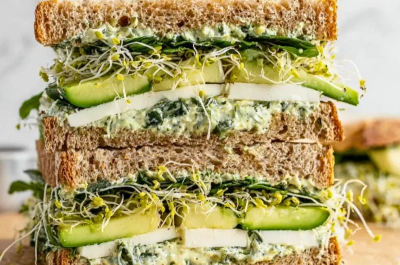 Green Goddess Sandwich with fresh vegetables and herbed dressing
