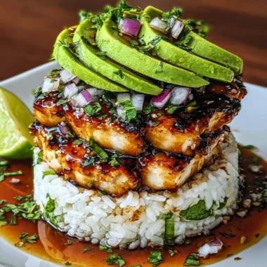 Honey Lime Chicken served with Avocado Rice Stack for a fresh and tasty meal