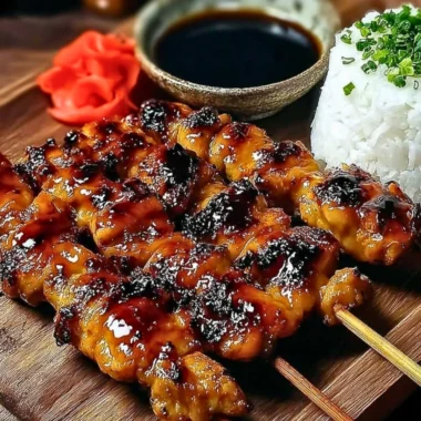 Delicious grilled Chicken Yakitori skewers with traditional Japanese seasoning