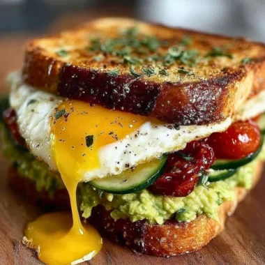 Mediterranean Breakfast Sandwich with fresh ingredients and vibrant colors