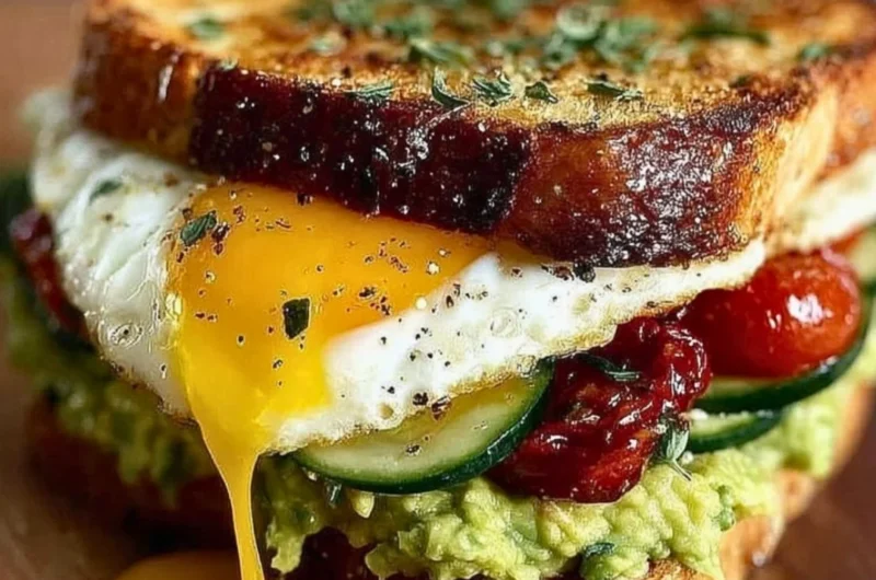 Mediterranean Breakfast Sandwich with fresh ingredients and vibrant colors