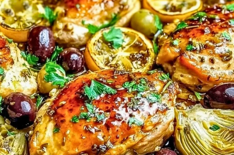 Juicy Mediterranean Chicken served with vegetables and herbs