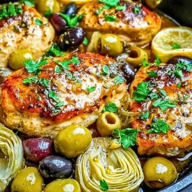 Delicious Mediterranean Chicken dish served with fresh vegetables.