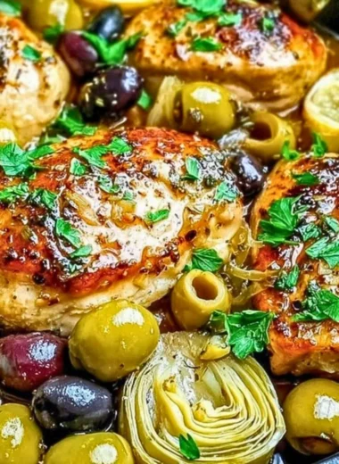 Delicious Mediterranean Chicken dish served with fresh vegetables.