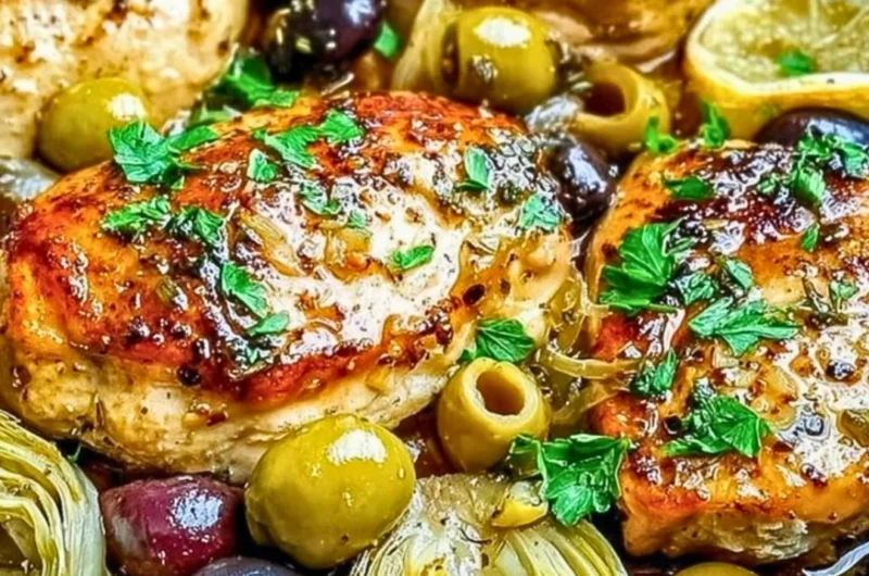 Delicious Mediterranean Chicken dish served with fresh vegetables.