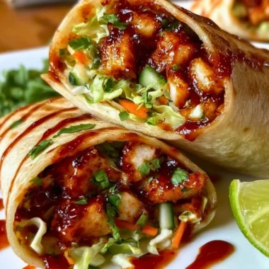 Sweet Chili Chicken Wrap with fresh vegetables and spicy-sweet sauce