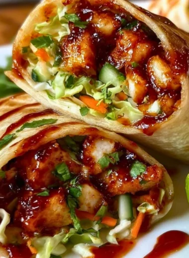 Sweet Chili Chicken Wrap with fresh vegetables and spicy-sweet sauce