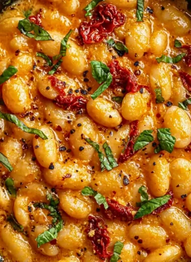 Bowl of Tuscan Marry Me Butter Beans with herbs and spices