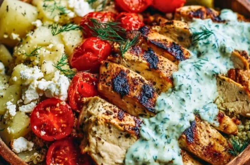 Mediterranean Lemon-Dill Chicken Bowls for healthy meal prep