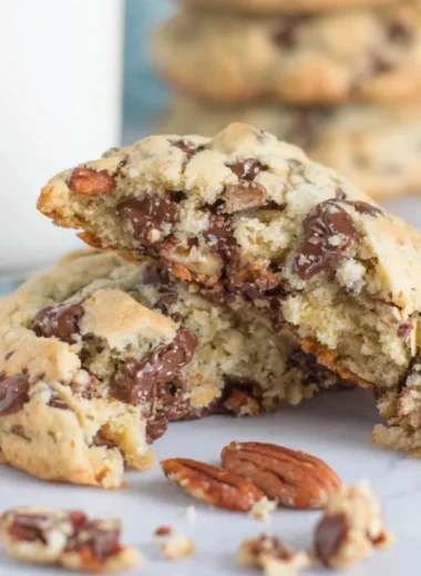 Delicious oatmeal chocolate chip cookies fresh out of the oven.