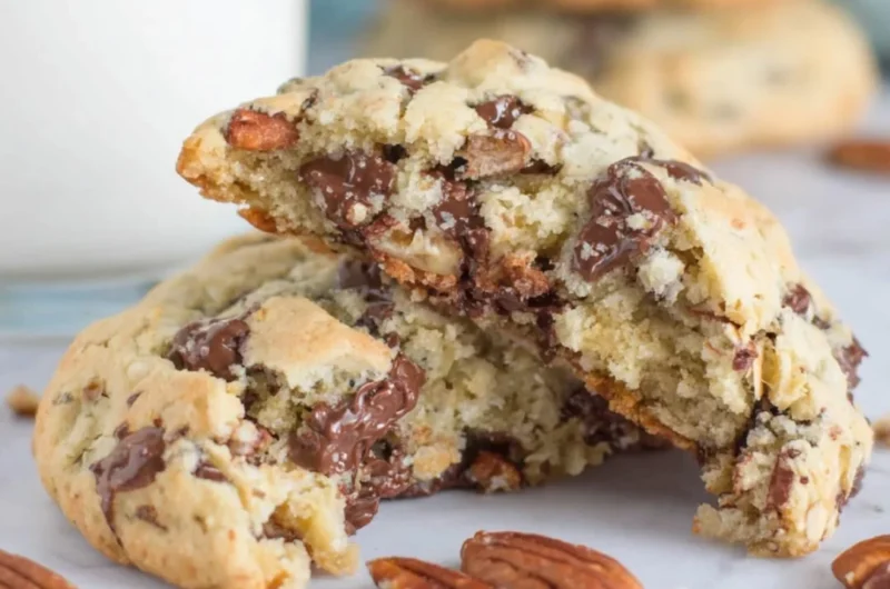 Delicious oatmeal chocolate chip cookies fresh out of the oven.