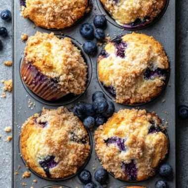 Freshly baked blueberry muffins with plump blueberries