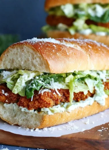 Delicious Chicken Caesar Sandwich with grilled chicken, romaine lettuce, and Caesar dressing