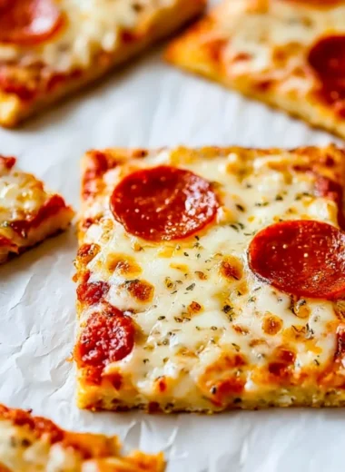 Delicious Chicken Crust Pizza with fresh toppings and melted cheese