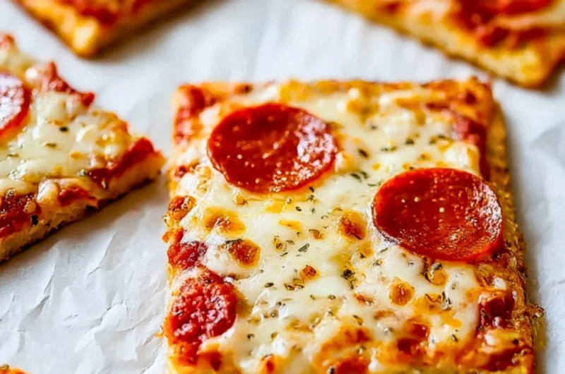 Delicious Chicken Crust Pizza with fresh toppings and melted cheese