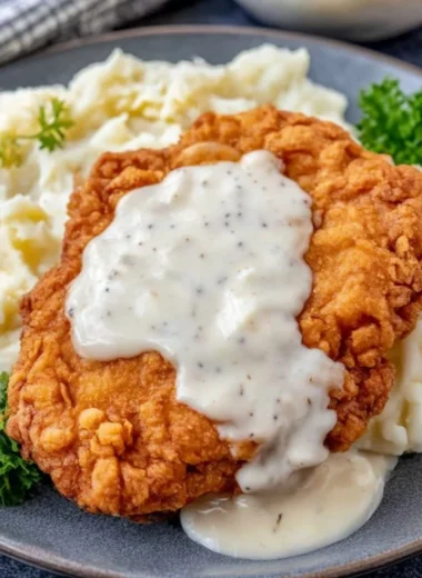 Deliciously crispy Chicken Fried Chicken served with gravy and sides