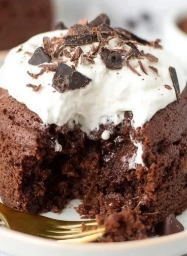 Delicious Chocolate Banana Mug Cake served in a mug
