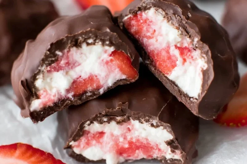 Chocolate Strawberry Yogurt Clusters recipe featuring strawberries and yogurt