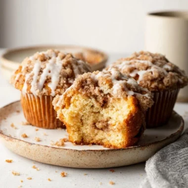 Delicious coffee cake muffins fresh out of the oven