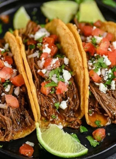 Delicious Crock Pot Street Tacos served in warm tortillas