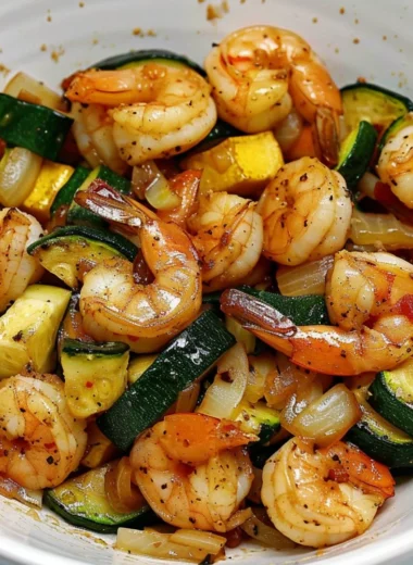 Delicious Hibachi Shrimp Rice Bowl garnished with vegetables and sauces.