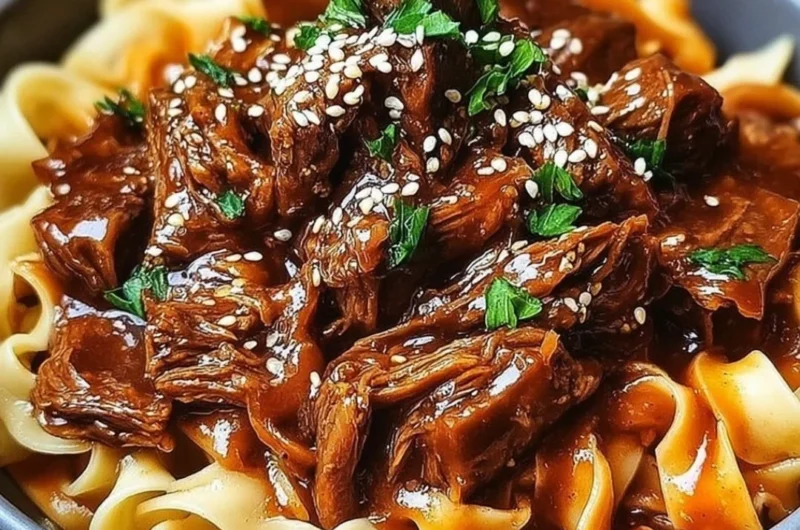 Bowl of Korean beef noodles with tender meat and flavorful broth