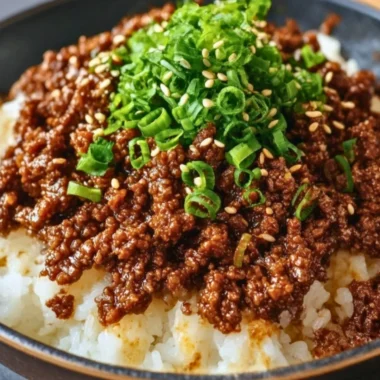 Korean Ground Beef Bowl with vegetables served in a bowl