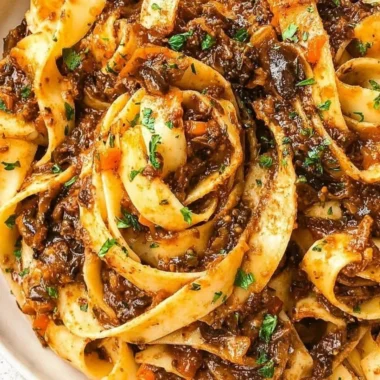 Delicious mushroom ragu served over pasta, a comforting and hearty dish.