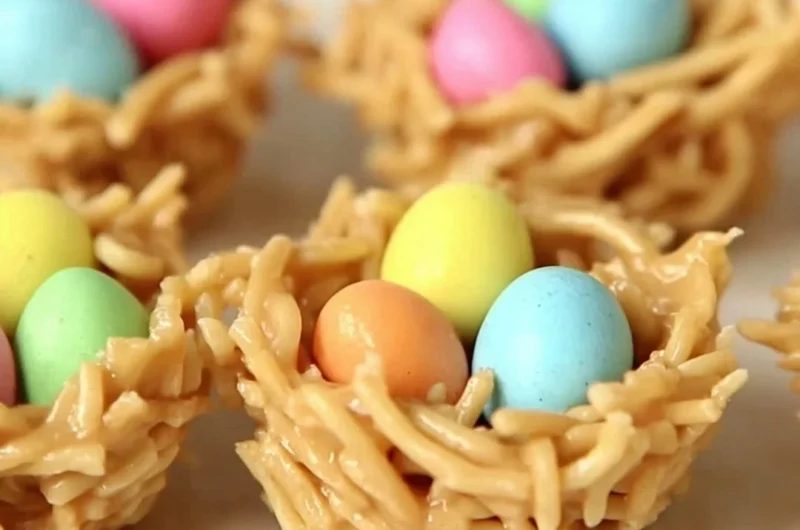 No-Bake Easter Egg Peanut Butter Haystacks dessert treat