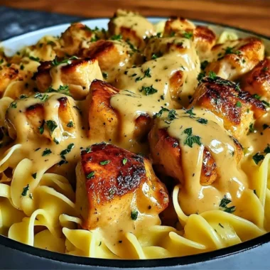 One-Pan Chicken with Buttered Noodles recipe, featuring juicy chicken and delicious noodles
