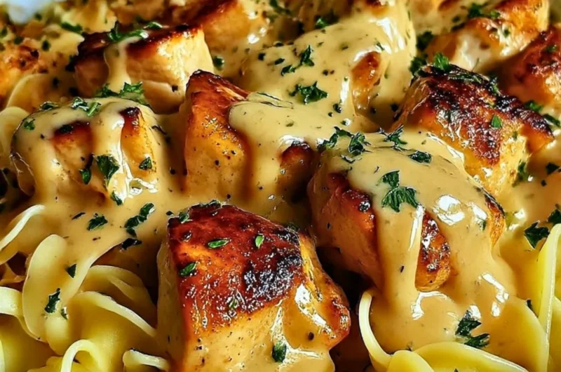 One-Pan Chicken with Buttered Noodles recipe, featuring juicy chicken and delicious noodles