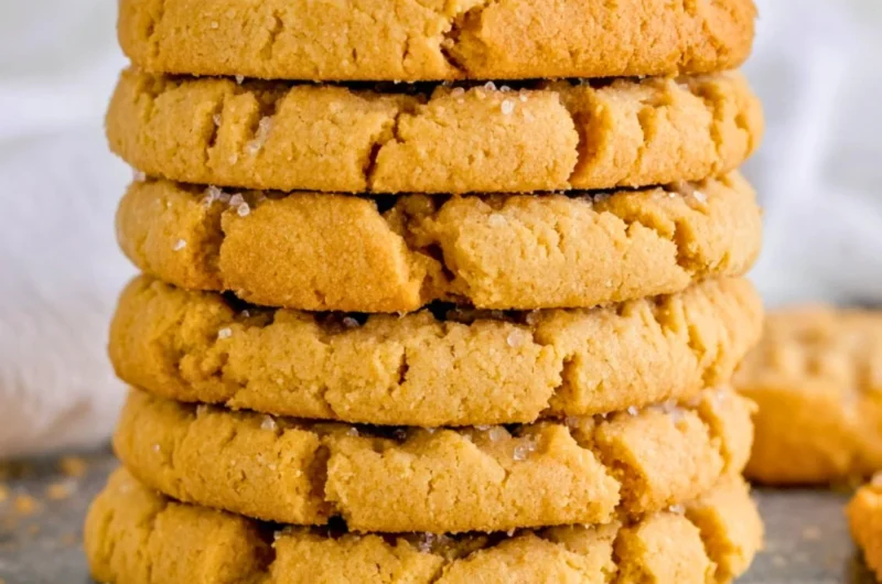 Homemade peanut butter cookies on a baking tray